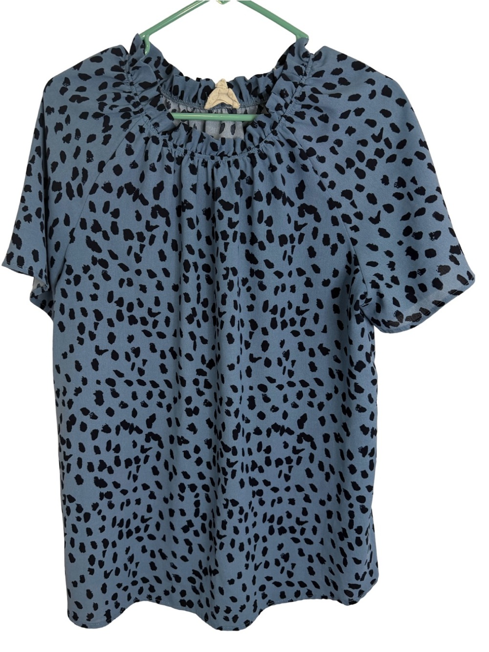 Betsey’s Boutique Shop Blue & Black Short Sleeve Blouse Size Medium